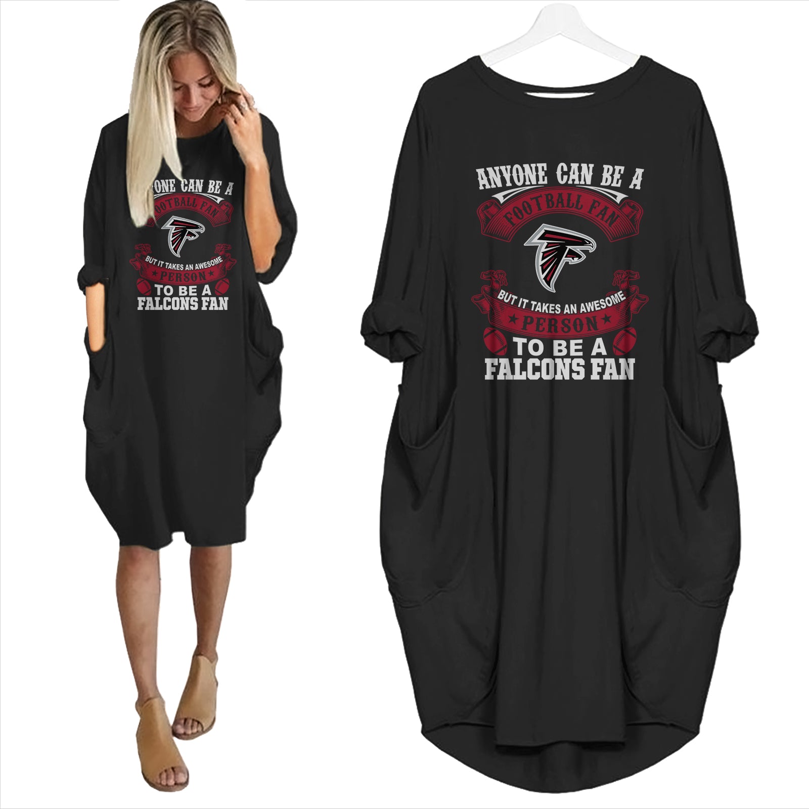 Atlanta Falcons Awesome Fan Loose Casual Pocket T-shirt Dress 6 Colors Size S-5XL NEW082329