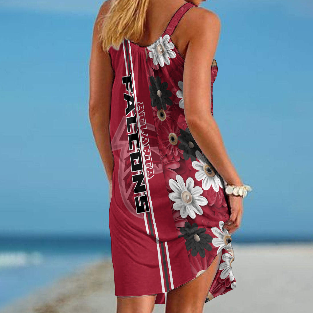 Atlanta Falcons Flowers 3D Limited Edition Summer Collection Beach Dress NEW082829