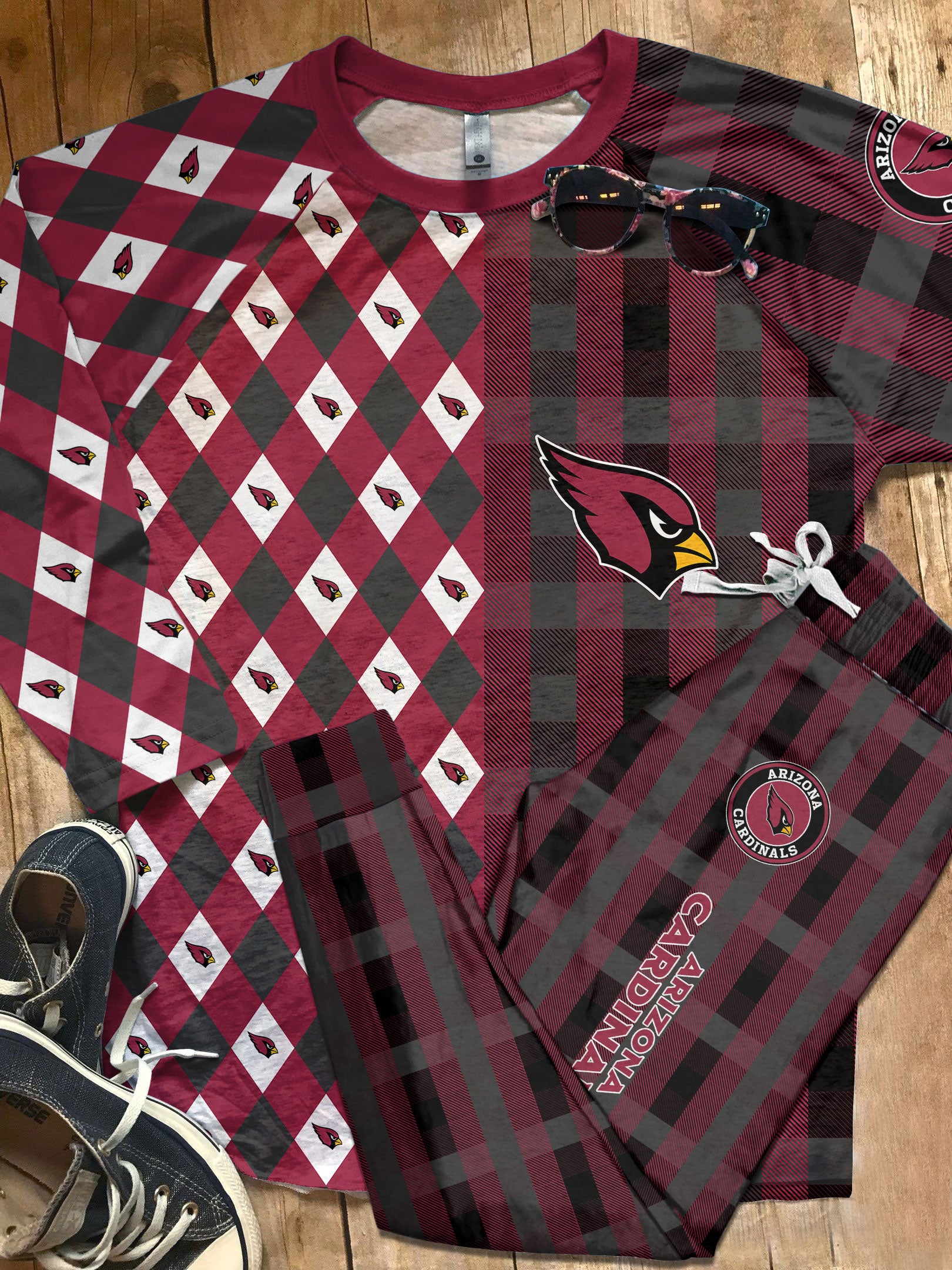Arizona Cardinals Plaid Pattern Limited Edition Kid & Adult Sizes Pajamas Set NEW087626