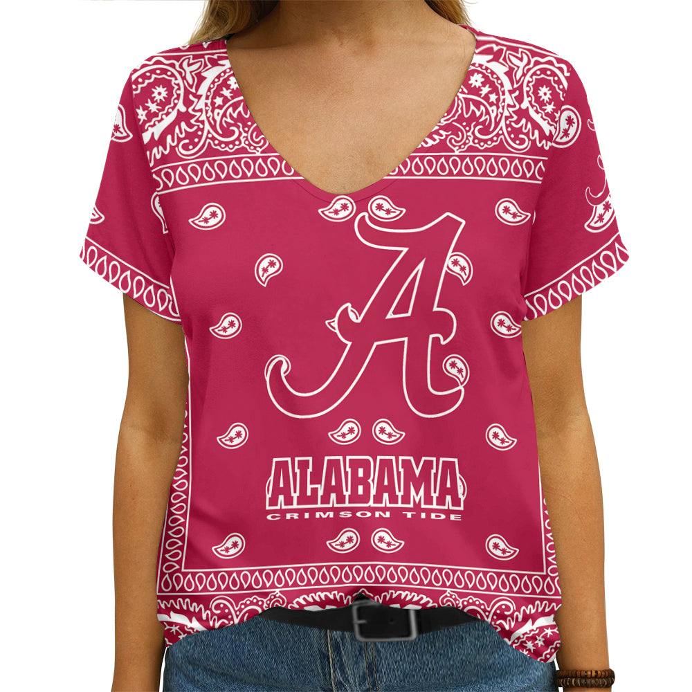 Alabama Crimson Tide Limited Edition Summer Collection Women V Neck T-Shirt NEW092069