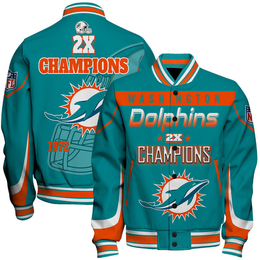 Miami Dolphins Limited Edition Unisex Sizes S-5XL AOP Button Baseball Jacket