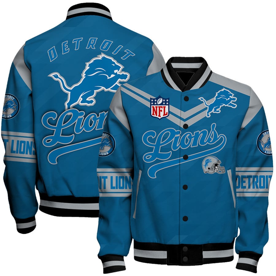 Detroit Lions Limited Edition Unisex Sizes S-5XL AOP Button Baseball Jacket