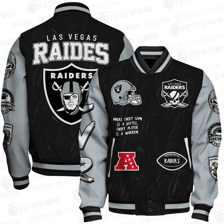 Las Vegas Raiders Limited Edition Unisex Sizes S-5XL AOP Button Baseball Jacket