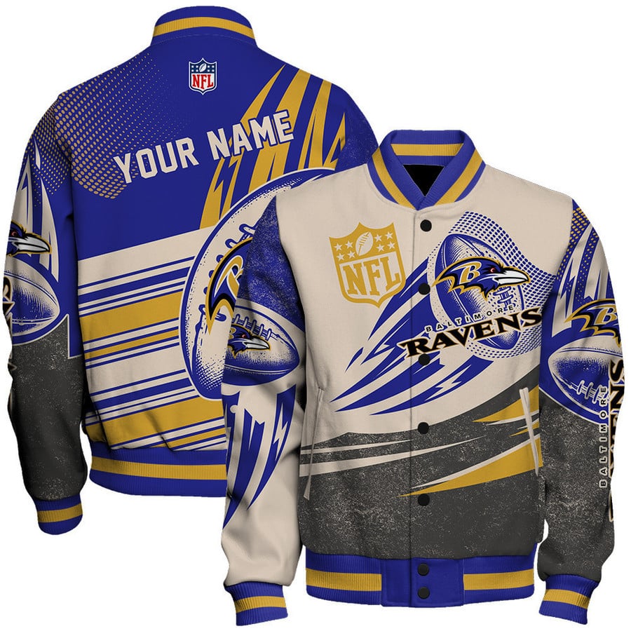 Baltimore Ravens Limited Edition Unisex Sizes S-5XL AOP Button Baseball Jacket