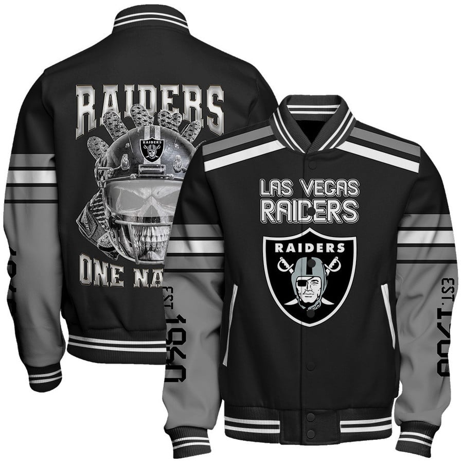 Las Vegas Raiders Limited Edition Unisex Sizes S-5XL AOP Button Baseball Jacket