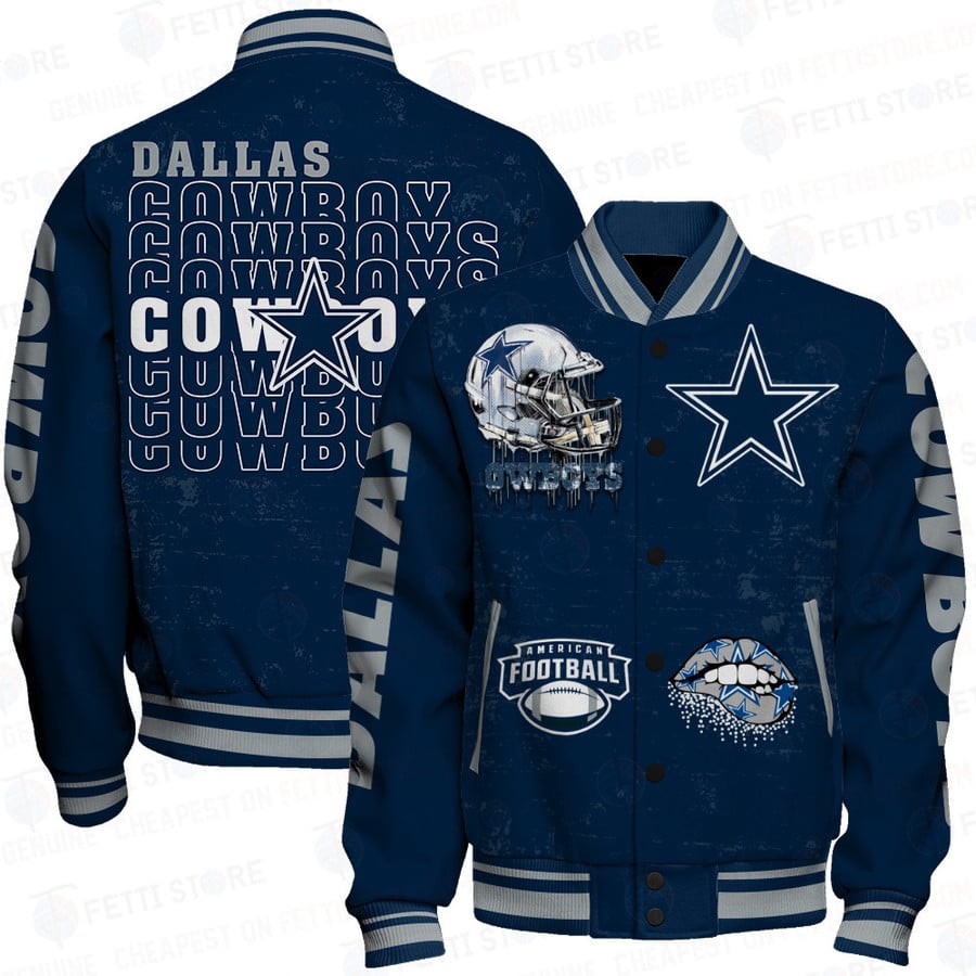 Dallas Cowboys Limited Edition Unisex Sizes S-5XL AOP Button Baseball Jacket