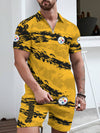 Pittsburgh Steelers Limited Edition ZIP Polo Shirt And Shorts Two-Piece Suits