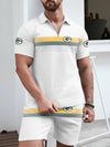 Green Bay Packers Limited Edition ZIP Polo Shirt And Shorts Two-Piece Suits