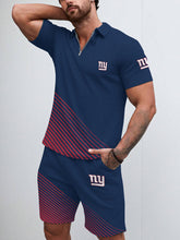 Load image into Gallery viewer, New York Giants Limited Edition ZIP Polo Shirt And Shorts Two-Piece Suits
