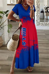 Buffalo Bills Limited Edition All-Over Print Women&#39;s V-neck Dress With Side Slit