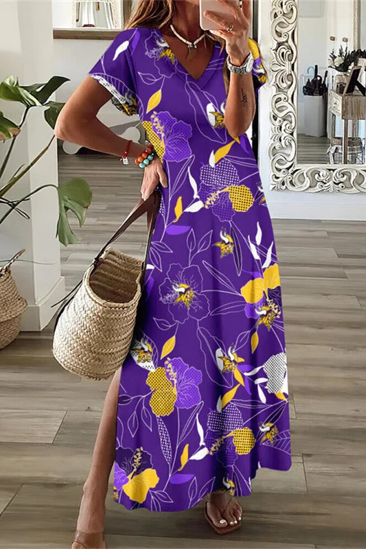 Minnesota Vikings Limited Edition All-Over Print Women's V-neck Dress With Side Slit