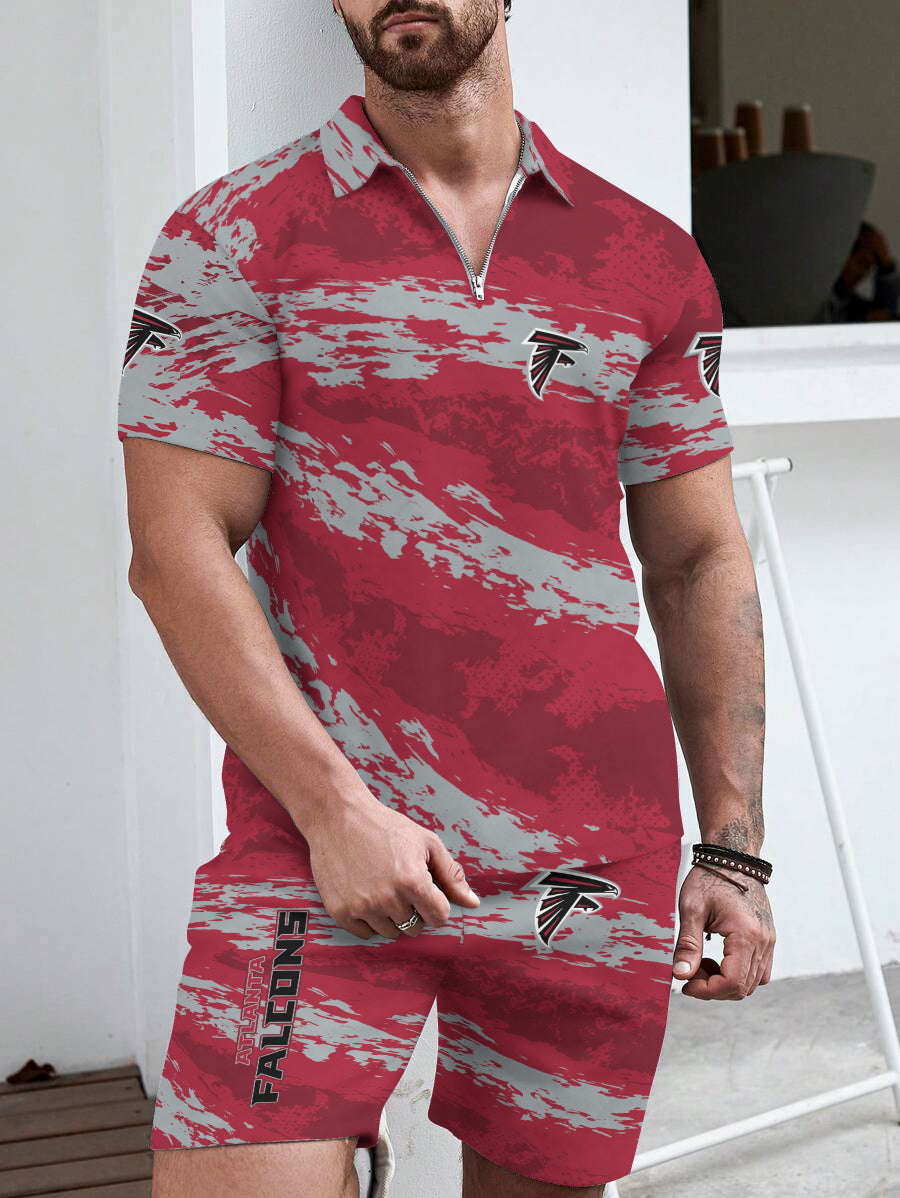 Atlanta Falconsargers Limited Edition ZIP Polo Shirt And Shorts Two-Piece Suits