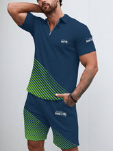 Load image into Gallery viewer, Seattle Seahawks Limited Edition ZIP Polo Shirt And Shorts Two-Piece Suits
