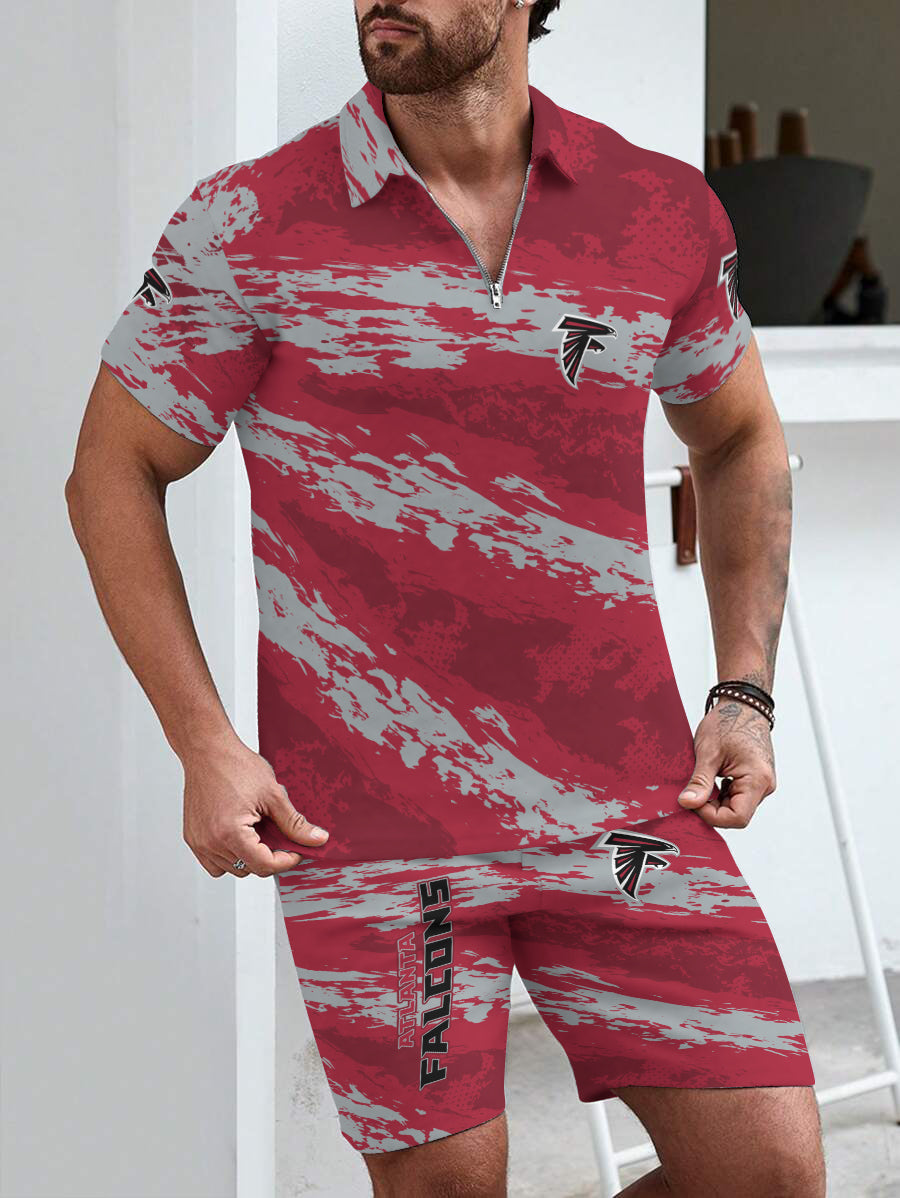 Atlanta Falconsargers Limited Edition ZIP Polo Shirt And Shorts Two-Piece Suits