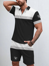 Load image into Gallery viewer, Las Vegas Raiders Limited Edition ZIP Polo Shirt And Shorts Two-Piece Suits
