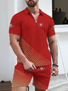 San Francisco 49ers Limited Edition ZIP Polo Shirt And Shorts Two-Piece Suits