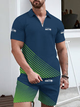 Load image into Gallery viewer, Seattle Seahawks Limited Edition ZIP Polo Shirt And Shorts Two-Piece Suits
