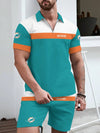 Miami Dolphins Limited Edition ZIP Polo Shirt And Shorts Two-Piece Suits