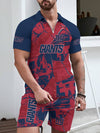 New York Giants Limited Edition ZIP Polo Shirt And Shorts Two-Piece Suits