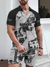 Las Vegas Raiders Limited Edition ZIP Polo Shirt And Shorts Two-Piece Suits