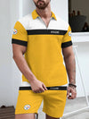 Pittsburgh Steelers Limited Edition ZIP Polo Shirt And Shorts Two-Piece Suits