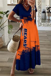 Chicago Bears Limited Edition All-Over Print Women&#39;s V-neck Dress With Side Slit