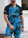 Carolina Panthers Limited Edition ZIP Polo Shirt And Shorts Two-Piece Suits