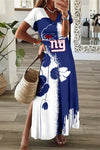 New York Giants Limited Edition All-Over Print Women&#39;s V-neck Dress With Side Slit