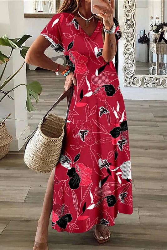 Atlanta Falcons Limited Edition All-Over Print Women's V-neck Dress With Side Slit