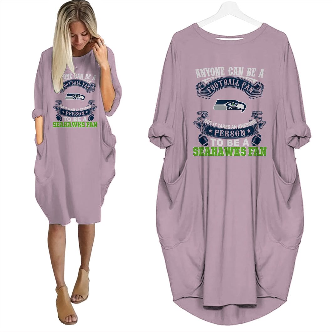 Seattle Seahawks Awesome Fan Loose Casual Pocket T-shirt Dress 6 Colors Size S-5XL NEW082330