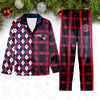 New England Patriots Plaid Pattern Limited Edition Satin Pajamas Set NEW087605