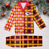 Kansas City Chiefs Plaid Pattern Limited Edition Satin Pajamas Set NEW087610
