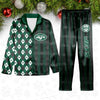 New York Jets Plaid Pattern Limited Edition Satin Pajamas Set NEW087611