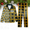 Green Bay Packers Plaid Pattern Limited Edition Satin Pajamas Set NEW087618