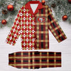 San Francisco 49ers Plaid Pattern Limited Edition Satin Pajamas Set NEW087621