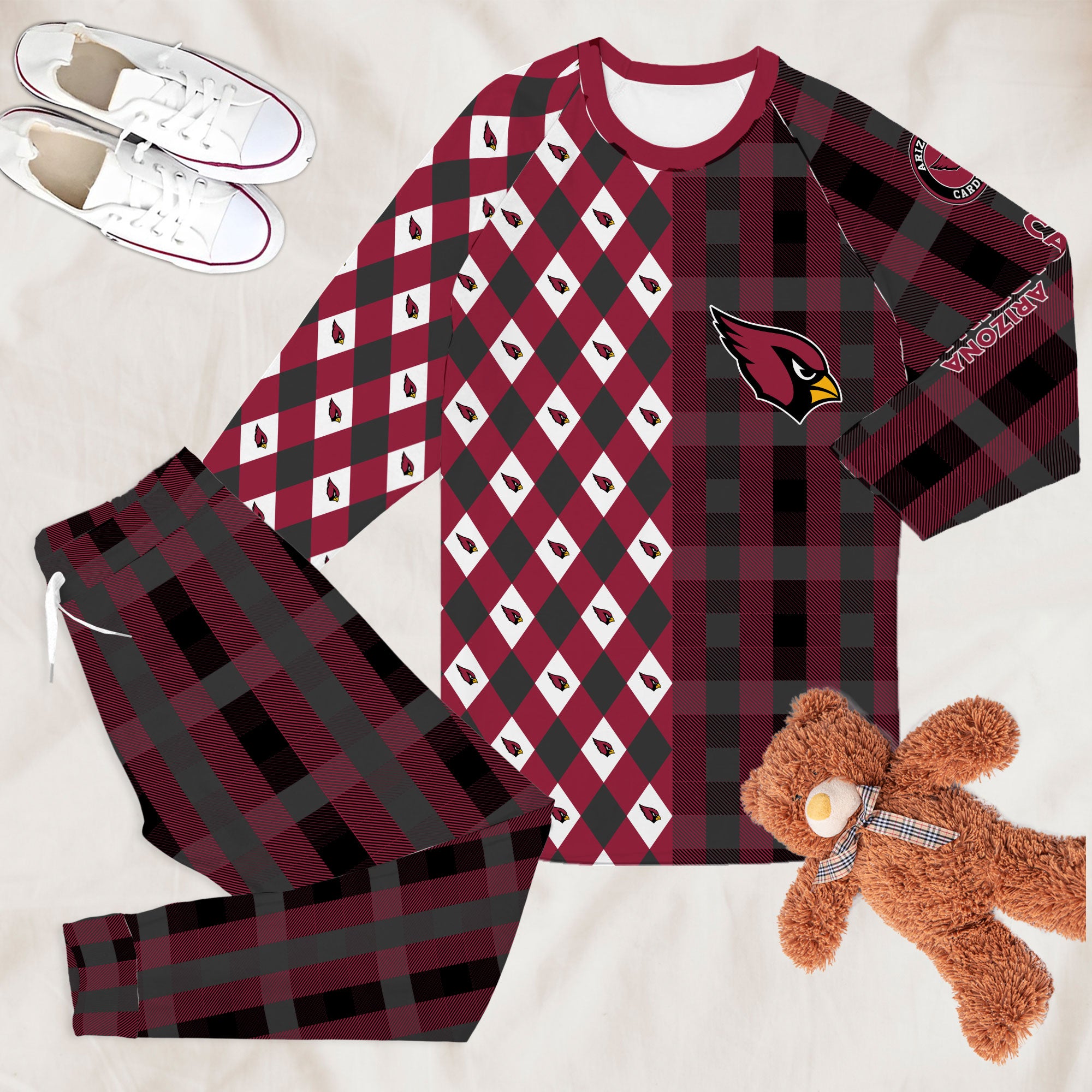 Arizona Cardinals Plaid Pattern Limited Edition Kid & Adult Sizes Pajamas Set NEW087626