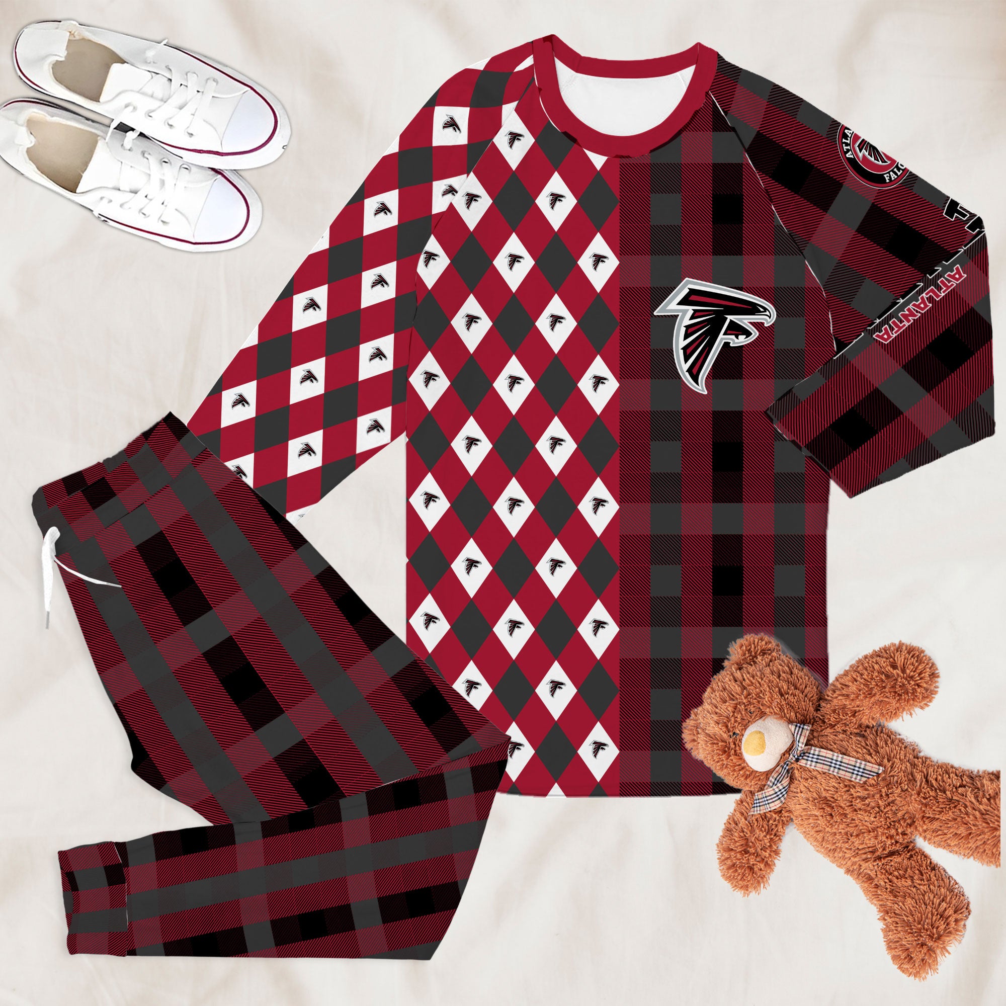 Atlanta Falcons Plaid Pattern Limited Edition Kid & Adult Sizes Pajamas Set NEW087629