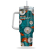 Miami Dolphins Flowers Pattern Limited Edition 40oz Tumbler Transparent Lid NEW089208