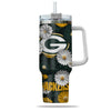 Green Bay Packers Flowers Pattern Limited Edition 40oz Tumbler Transparent Lid NEW089218