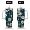 Philadelphia Eagles Flowers Pattern Limited Edition 40oz Tumbler Transparent Lid NEW089224