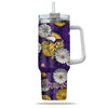 Minnesota Vikings Flowers Pattern Limited Edition 40oz Tumbler Transparent Lid NEW089227