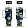 Seattle Seahawks Flowers Pattern Limited Edition 40oz Tumbler Transparent Lid NEW089230