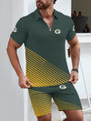 Green Bay Packers Limited Edition ZIP Polo Shirt And Shorts Two-Piece Suits