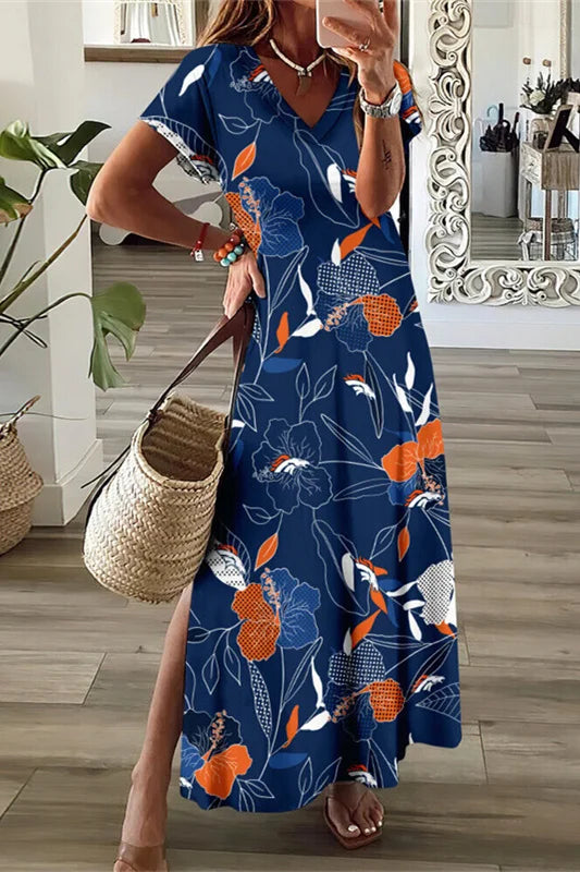 Denver Broncos Limited Edition All-Over Print Women's V-neck Dress With Side Slit