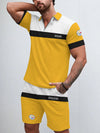 Pittsburgh Steelers Limited Edition ZIP Polo Shirt And Shorts Two-Piece Suits