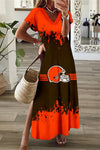 Cleveland Browns Limited Edition All-Over Print Women&#39;s V-neck Dress With Side Slit