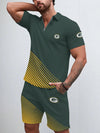 Green Bay Packers Limited Edition ZIP Polo Shirt And Shorts Two-Piece Suits