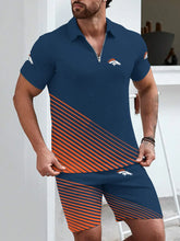 Load image into Gallery viewer, Denver Broncos Limited Edition ZIP Polo Shirt And Shorts Two-Piece Suits
