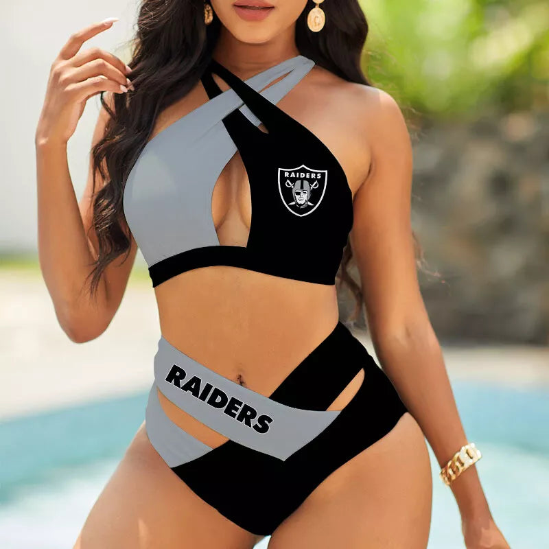 Las Vegas Raiders Limited Edition Summer Collection Women Crisscross Swimsuit