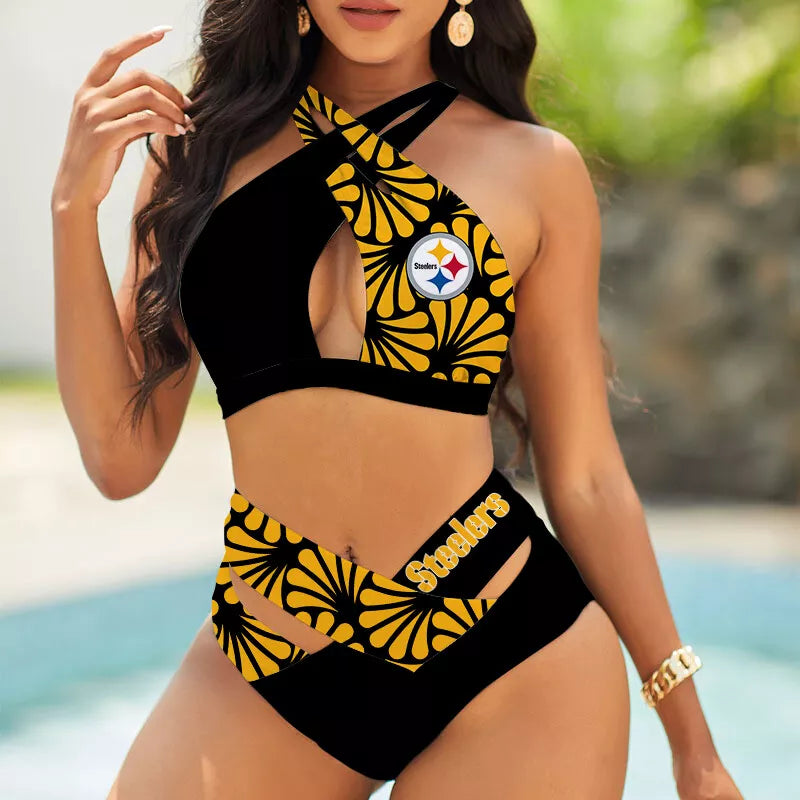 Pittsburgh Steelers Limited Edition Summer Collection Women Crisscross Swimsuit